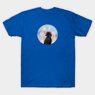 A Black Standard Poodle Floats in Heavens Clouds T-Shirt